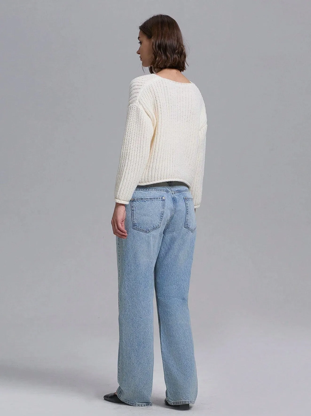 Donni Cropped Knit Cardigan in White