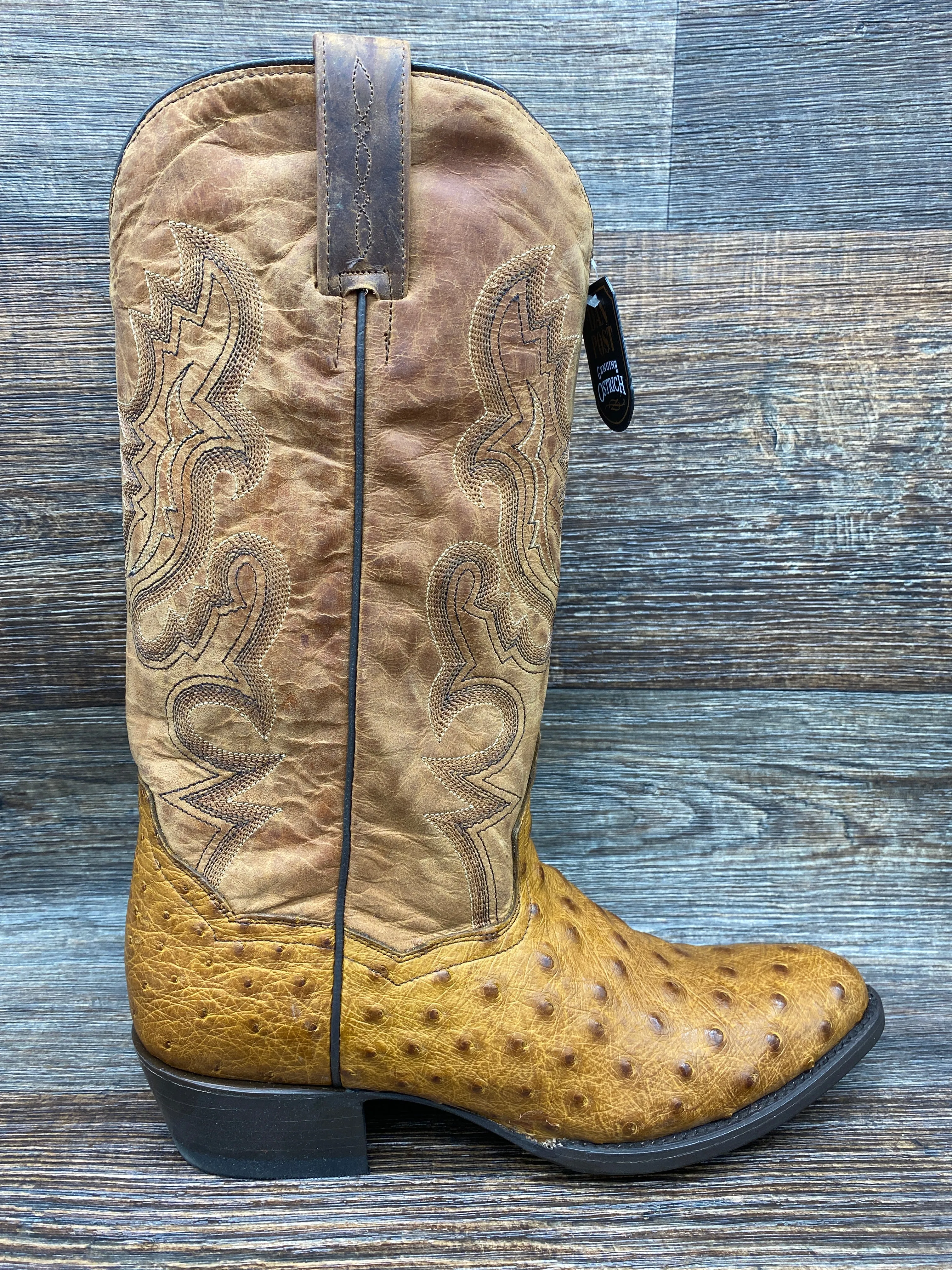 dp2323 Men's Saddle Brown R Toe Genuine Full Quill Exotic Western Boots by Dan Post