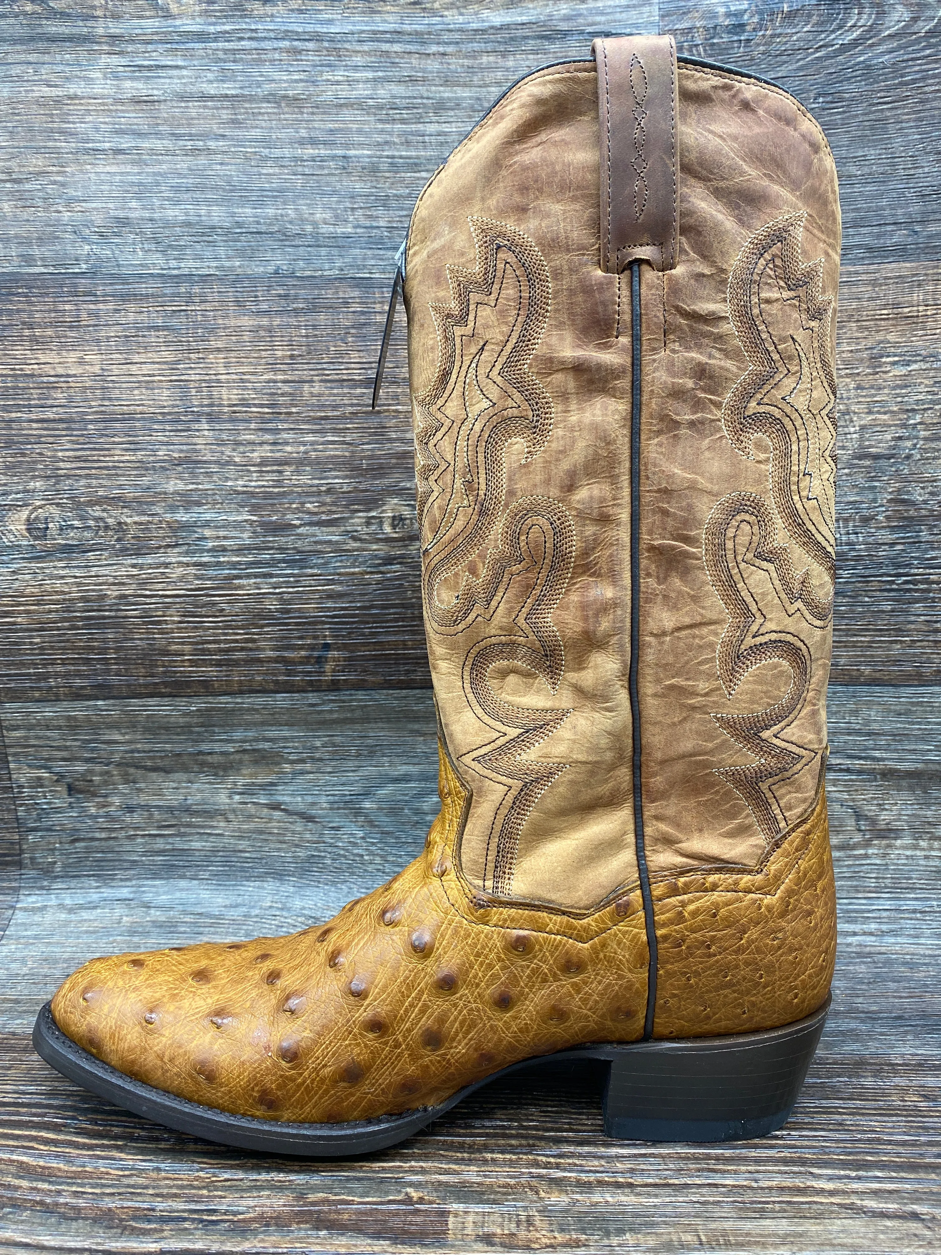 dp2323 Men's Saddle Brown R Toe Genuine Full Quill Exotic Western Boots by Dan Post