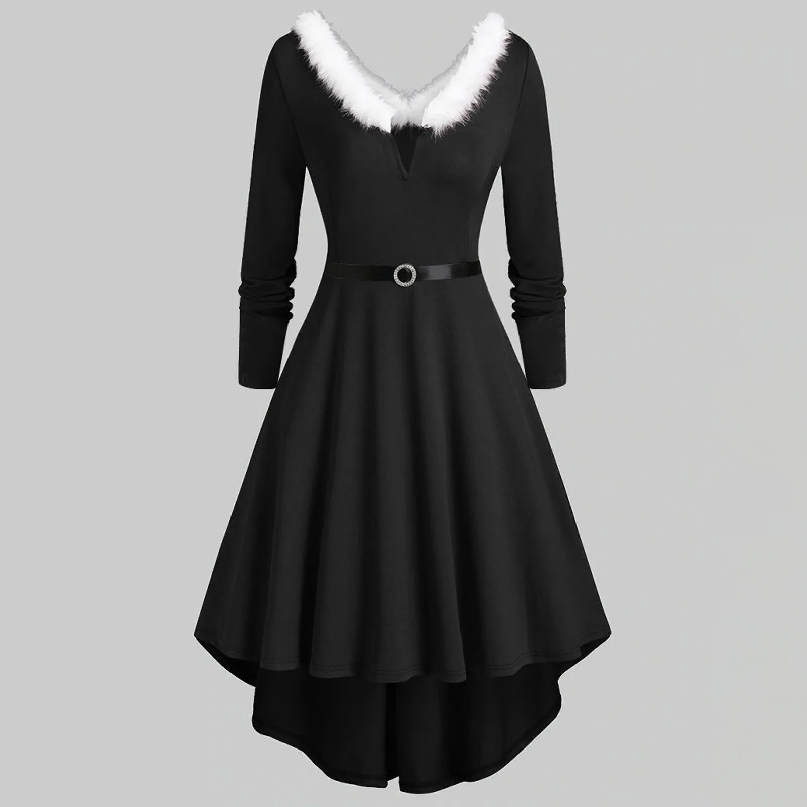DressBetty - Elegant Christmas Party Dress Xmas Cosplay Costumes Faux Fur Collar