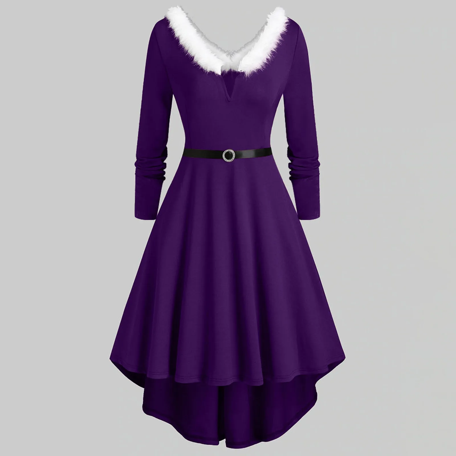 DressBetty - Elegant Christmas Party Dress Xmas Cosplay Costumes Faux Fur Collar