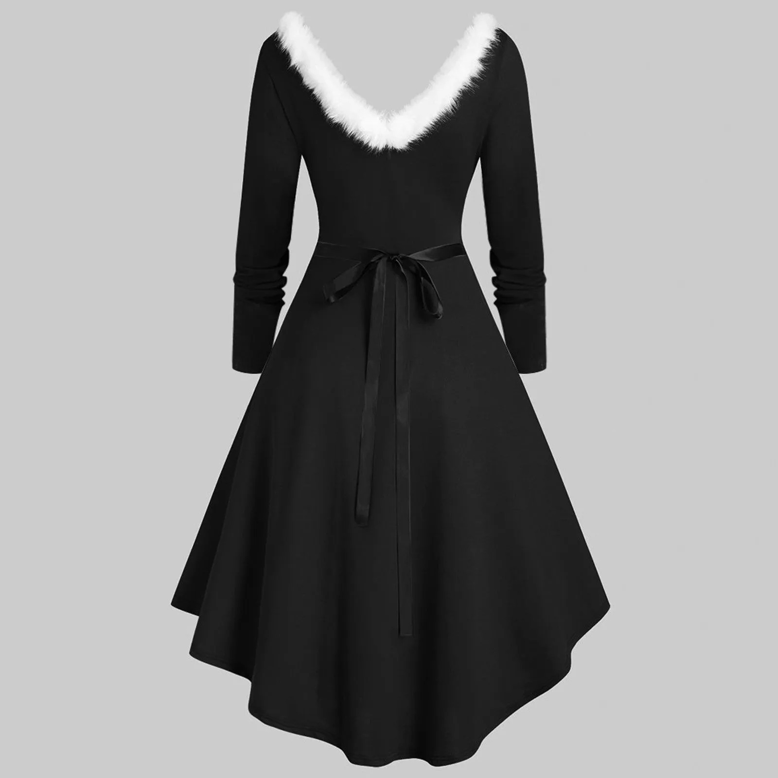 DressBetty - Elegant Christmas Party Dress Xmas Cosplay Costumes Faux Fur Collar