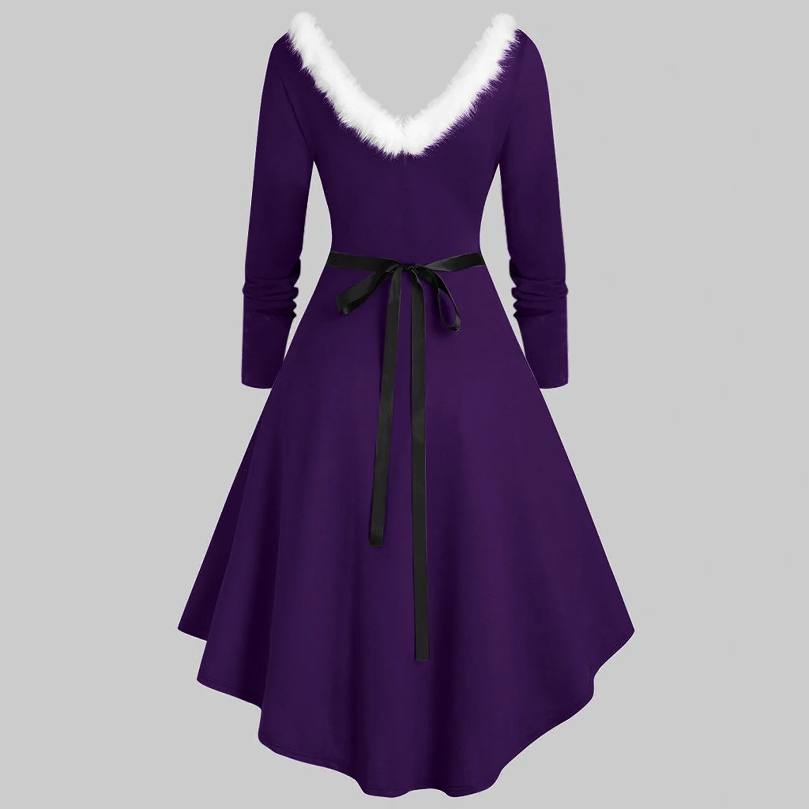 DressBetty - Elegant Christmas Party Dress Xmas Cosplay Costumes Faux Fur Collar