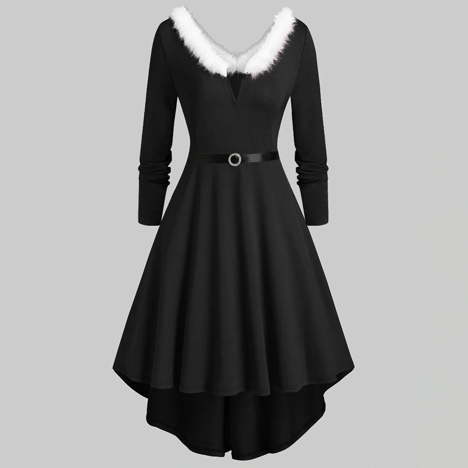 DressBetty - Elegant Christmas Party Dress Xmas Cosplay Costumes Faux Fur Collar