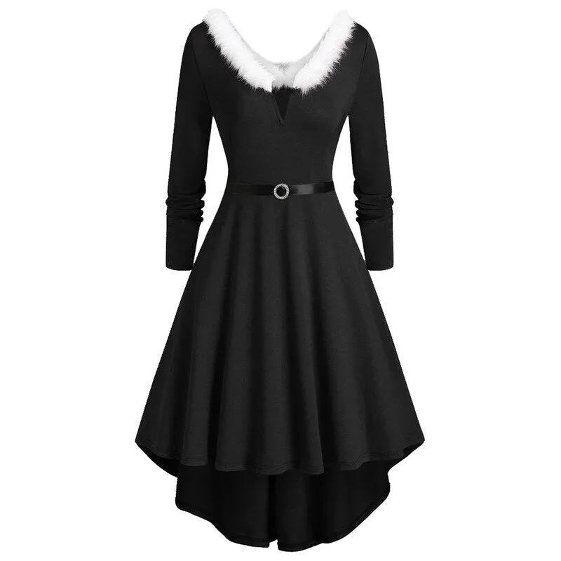 DressBetty - Elegant Christmas Party Dress Xmas Cosplay Costumes Faux Fur Collar