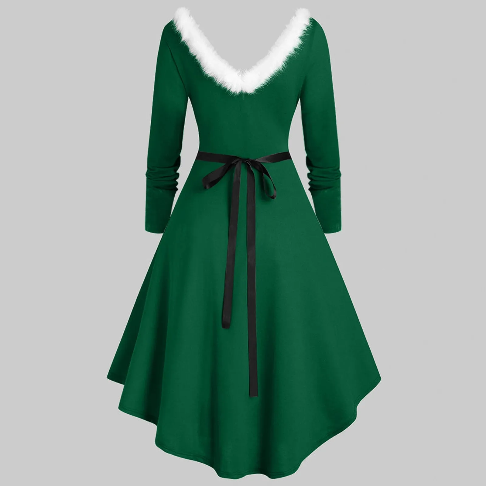 DressBetty - Elegant Christmas Party Dress Xmas Cosplay Costumes Faux Fur Collar