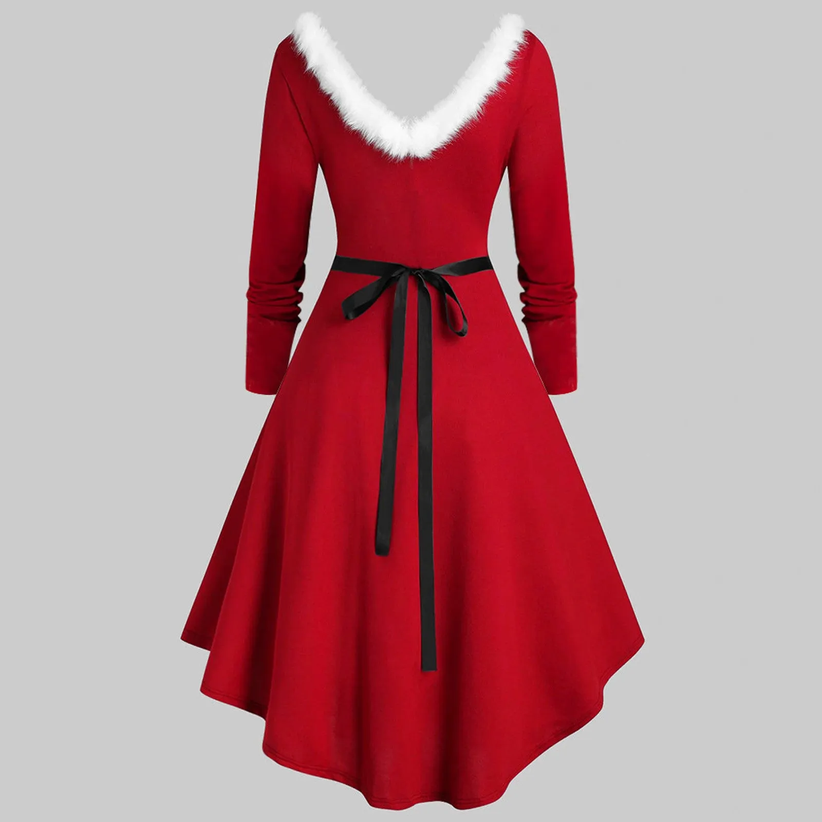 DressBetty - Elegant Christmas Party Dress Xmas Cosplay Costumes Faux Fur Collar