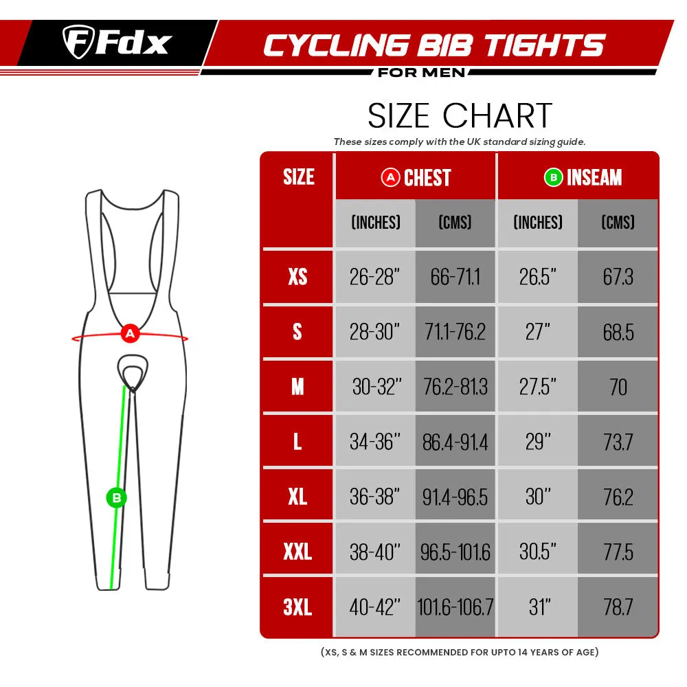 Fdx Equin Men's & Boy's Red Thermal Padded Cycling Bib Tights