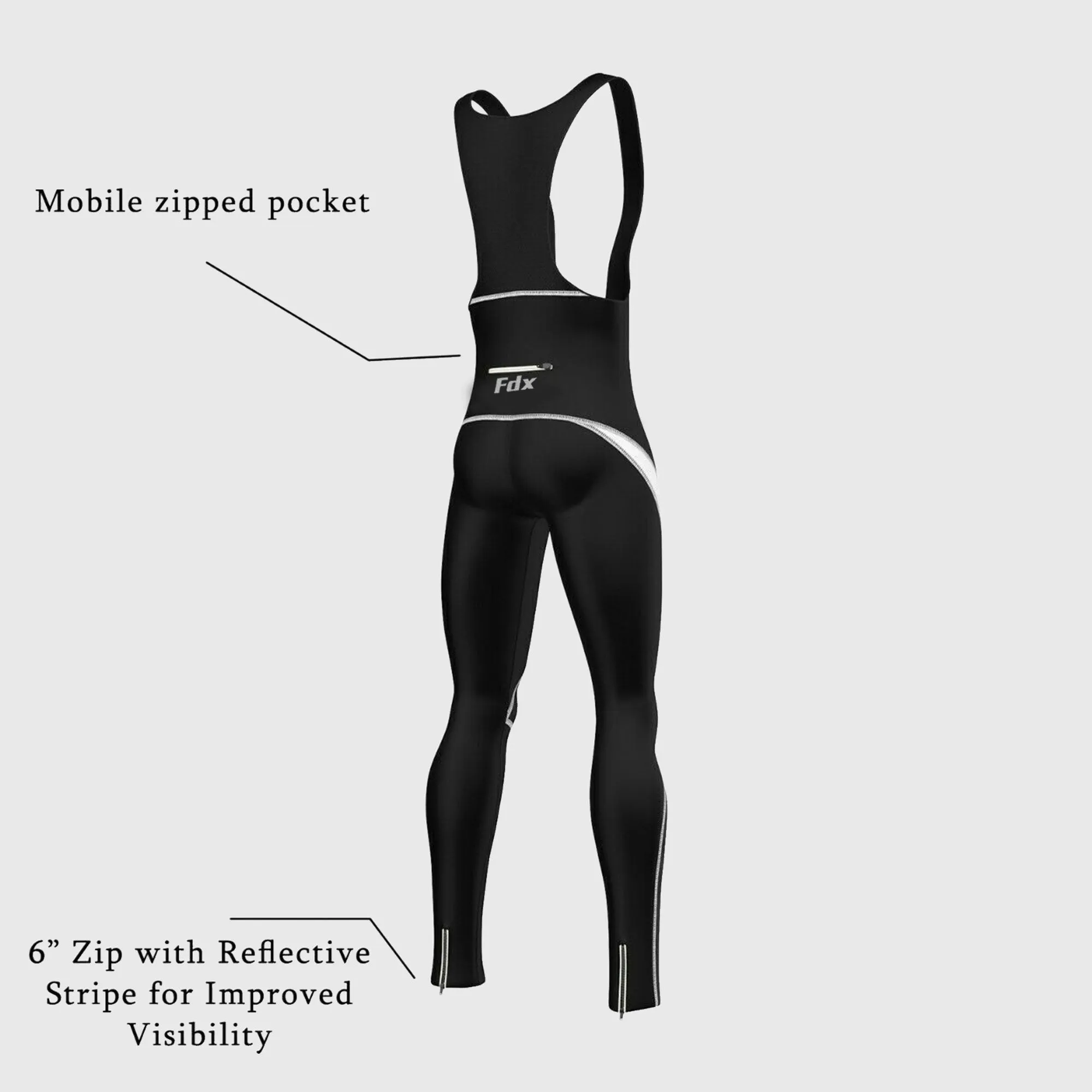 Fdx Viper Men's & Boy's White Thermal Padded Cycling Bib Tights