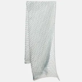Fendi Grey/blue Stripe Zucca Print Satin Plisse Stole