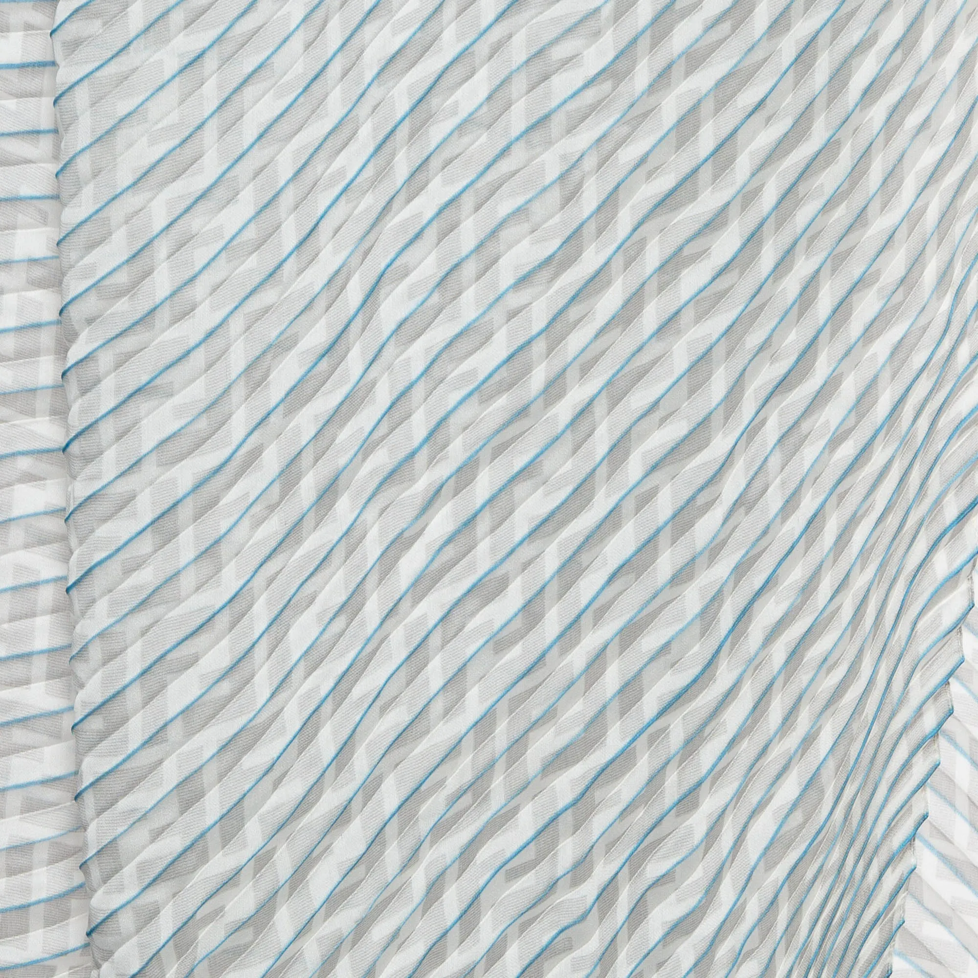 Fendi Grey/blue Stripe Zucca Print Satin Plisse Stole