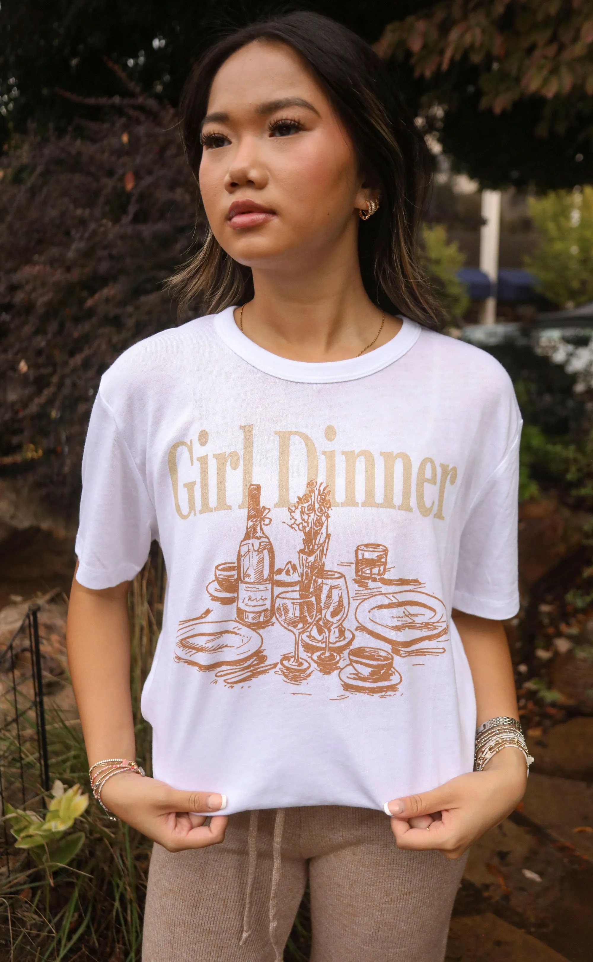 friday   saturday: girl dinner t shirt