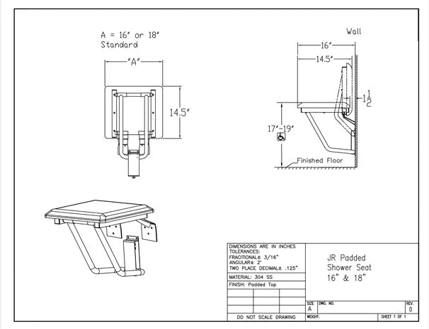 GBC 503 - JR Rectangle Padded Folding Shower Seat