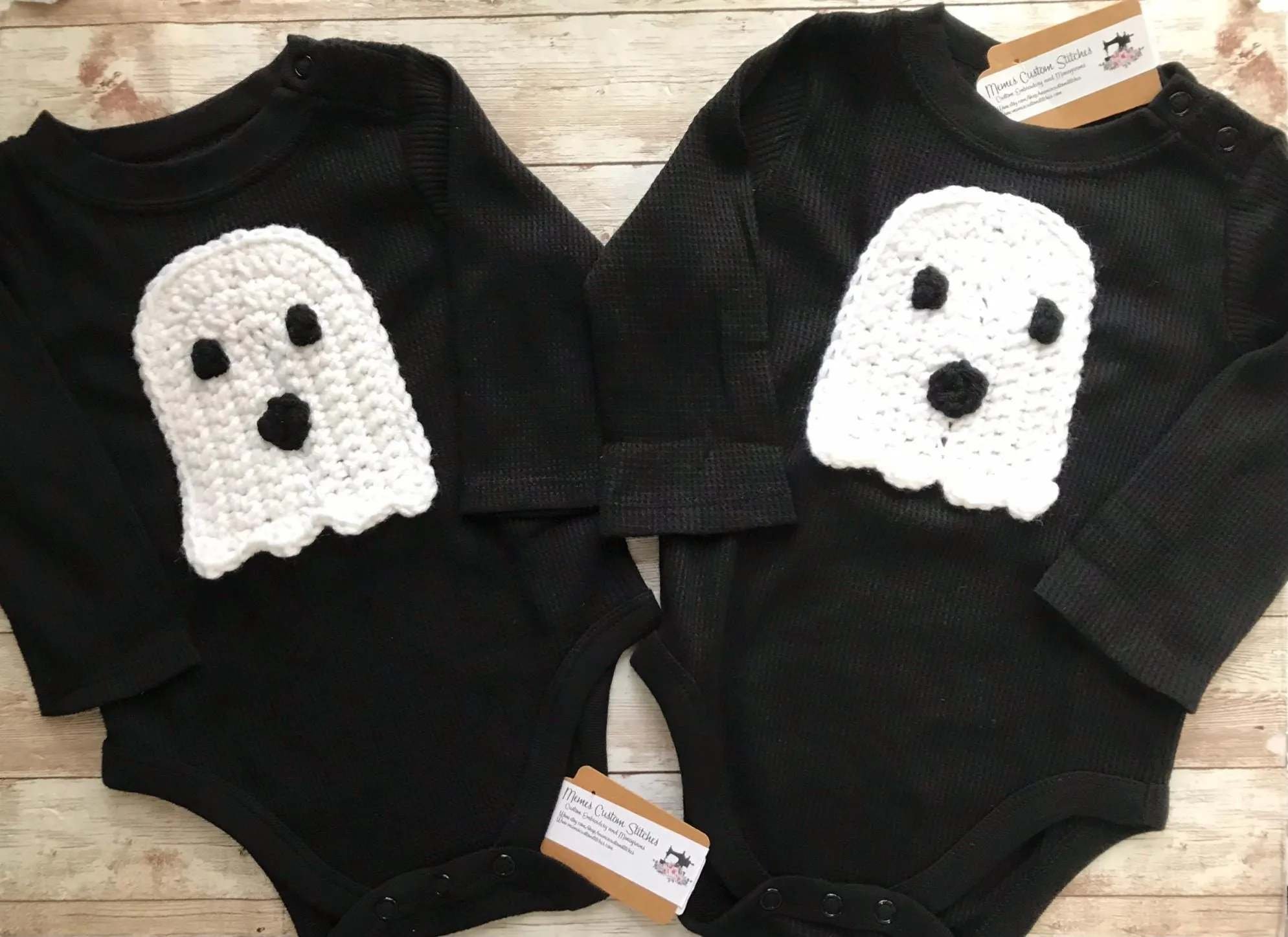 Halloween Ghost Baby Unisex  Black Onesie Bodysuit