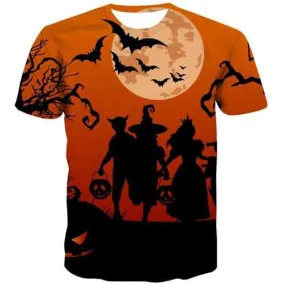 Halloween T shirts Men Bat Tshirt Anime Moon Shirt Print Terror T-shirts Graphic Cosplay Tshirts Cool Short Sleeve Full Print
