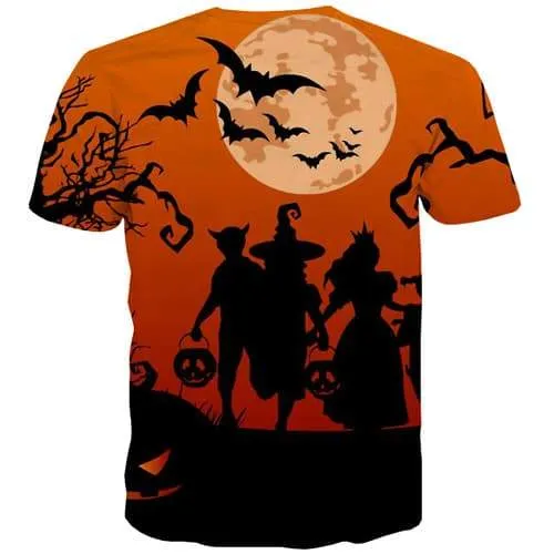 Halloween T shirts Men Bat Tshirt Anime Moon Shirt Print Terror T-shirts Graphic Cosplay Tshirts Cool Short Sleeve Full Print