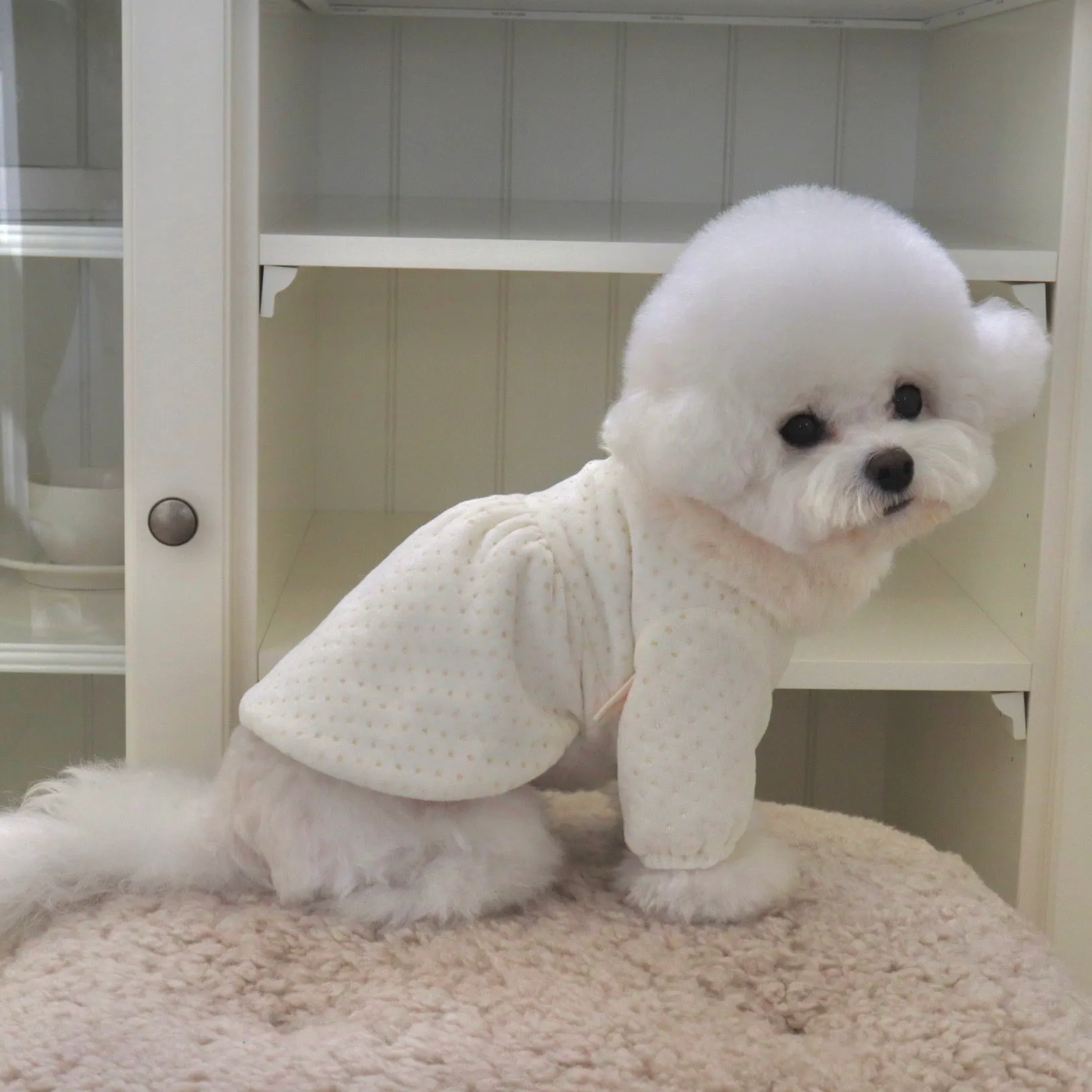 ※予約販売【Hi Yeboo】Eco Fur Padded Overcoat（アイボリー）