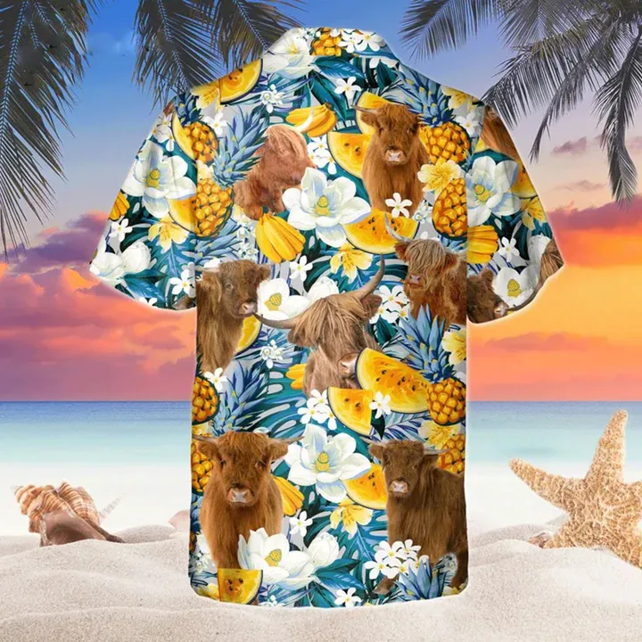 Highland Banana Hawaiian Shirt, Cow Hawaii Shirt, Cow Shirts, Cow Lovers, Shirt For Men