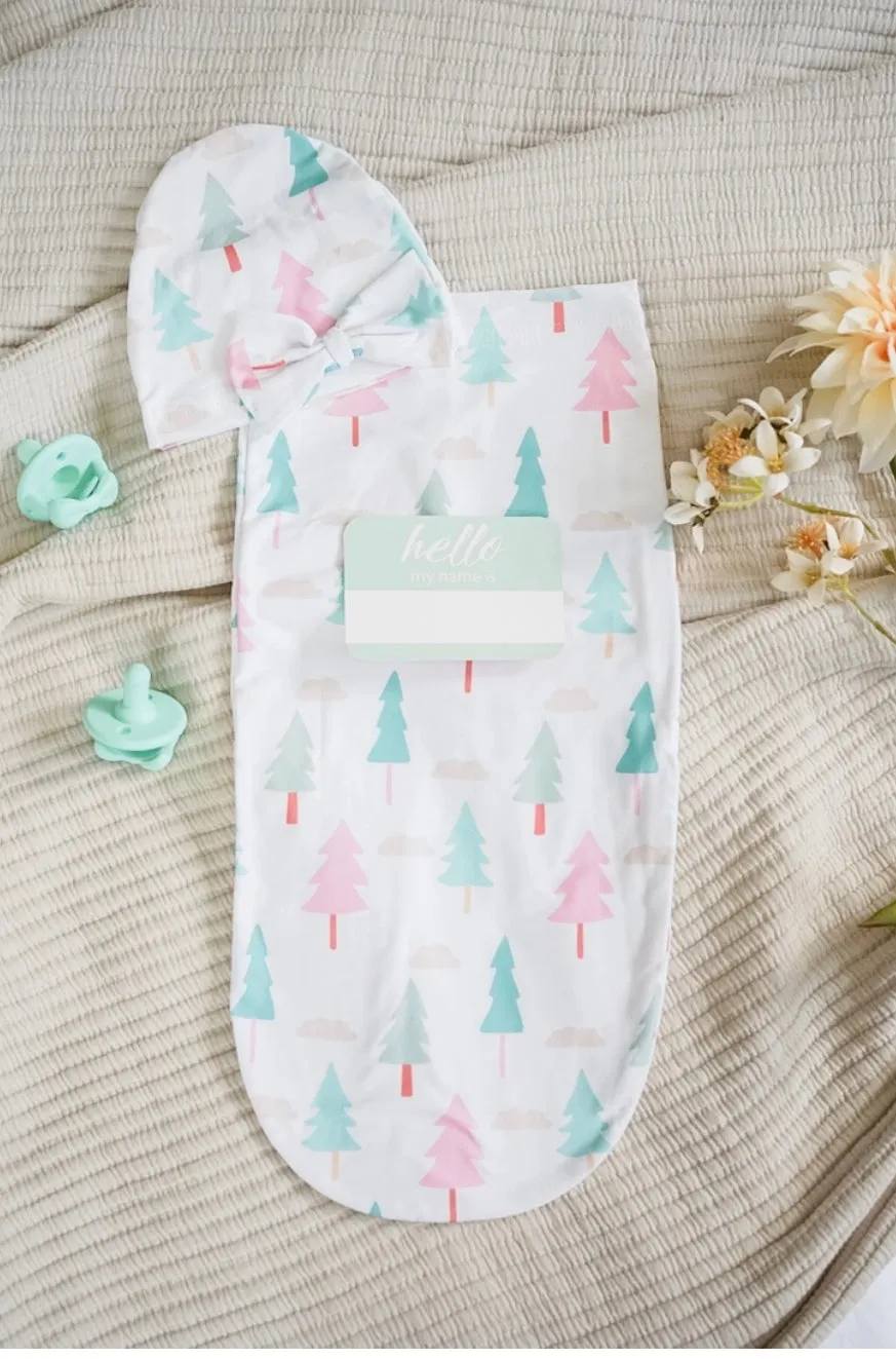 Itzy Ritzy Cutie Cocoon™ Matching Cocoon & Hat Set - On Cloud Pine
