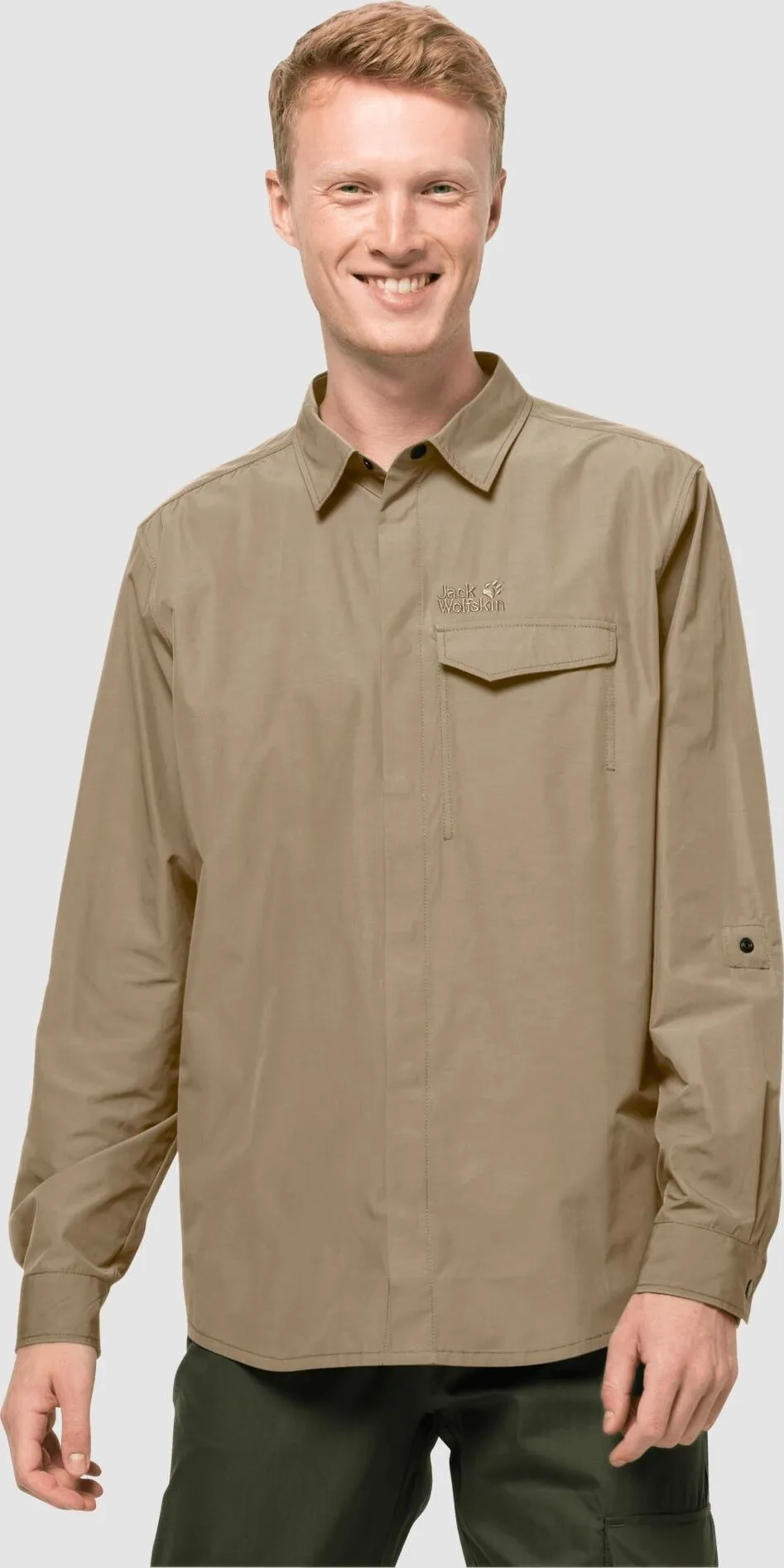 Jack Wolfskin Men&#x27;s Lakeside Roll-Up Shirt Sand Dune | Buy Jack Wolfskin Men&#x27;s Lakeside Roll-Up Shirt Sand Dune here | Outnorth