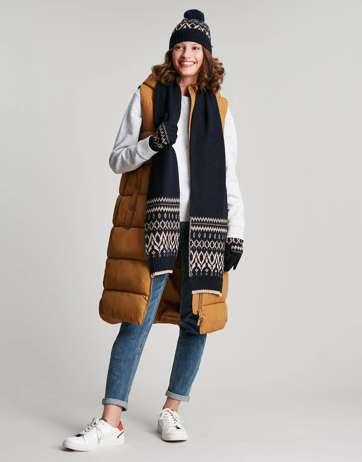 Joules | Shetland Fairisle Knitted Scarf | Women's | French Navy