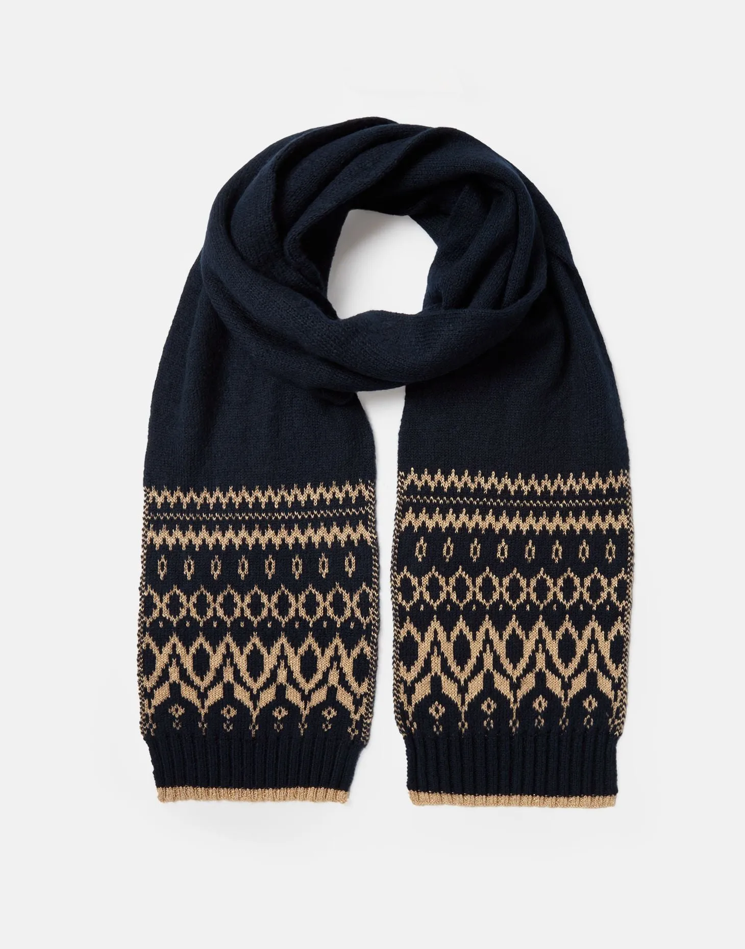 Joules | Shetland Fairisle Knitted Scarf | Women's | French Navy