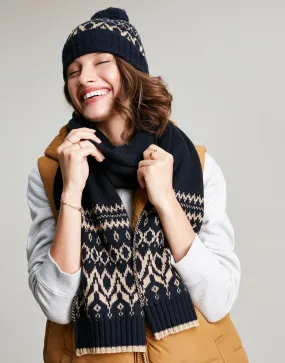 Joules | Shetland Fairisle Knitted Scarf | Women's | French Navy