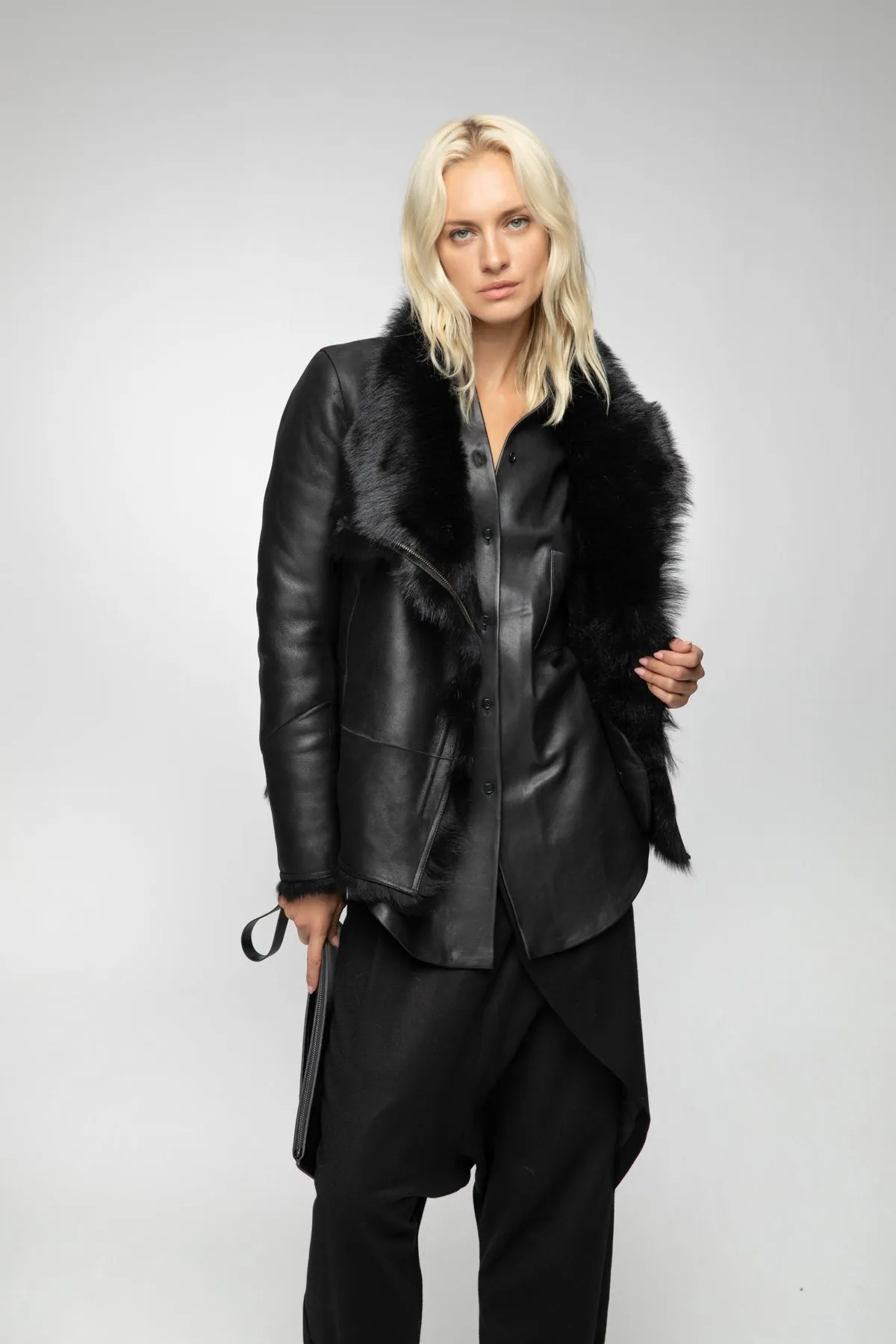 June - Black Shearling Jacket