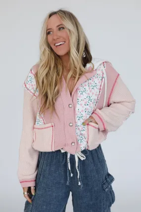Leighton Button Up Floral Shacket - Pink