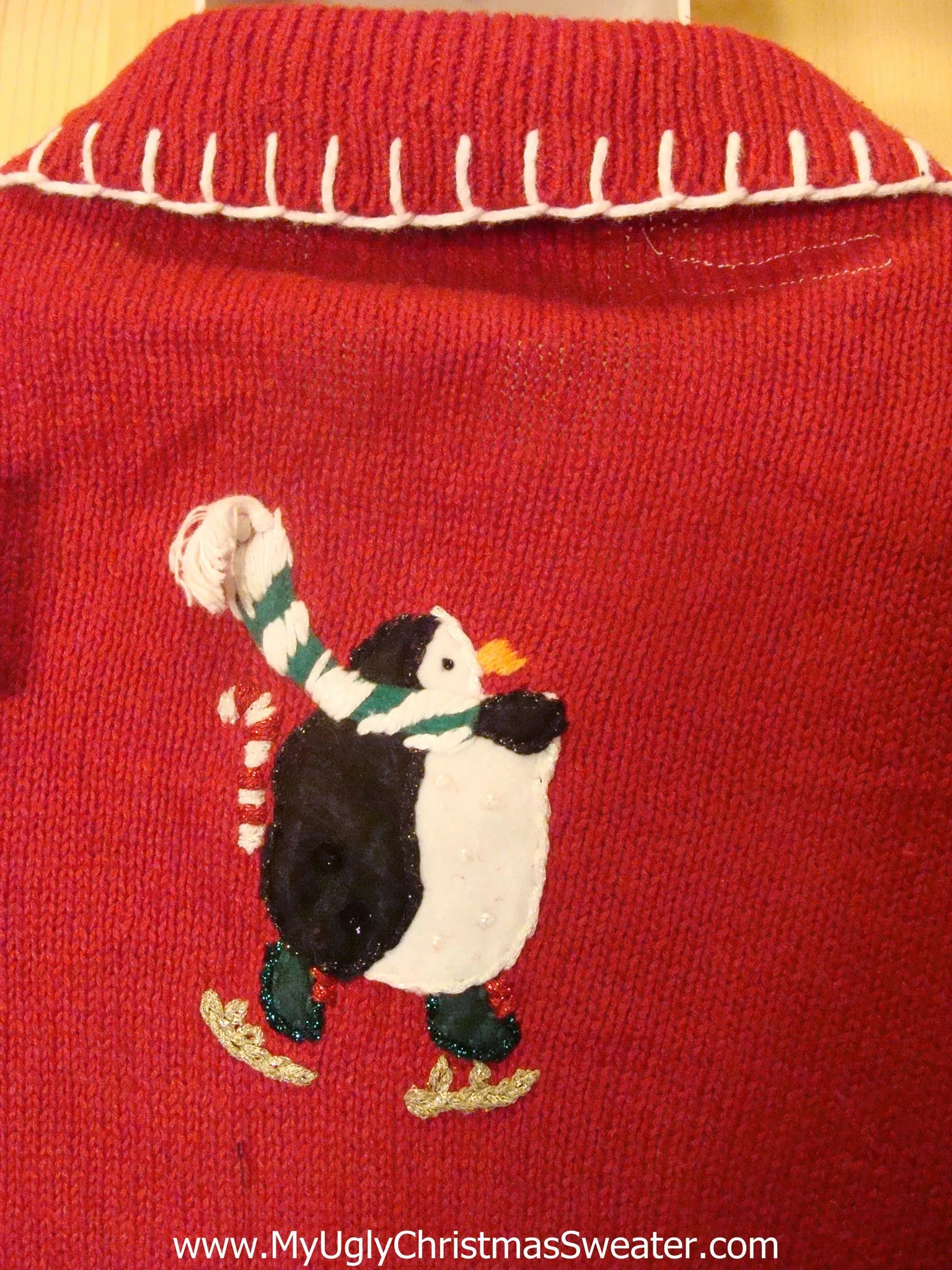 Light Up Ugly Xmas Sweater with Skating Penguins