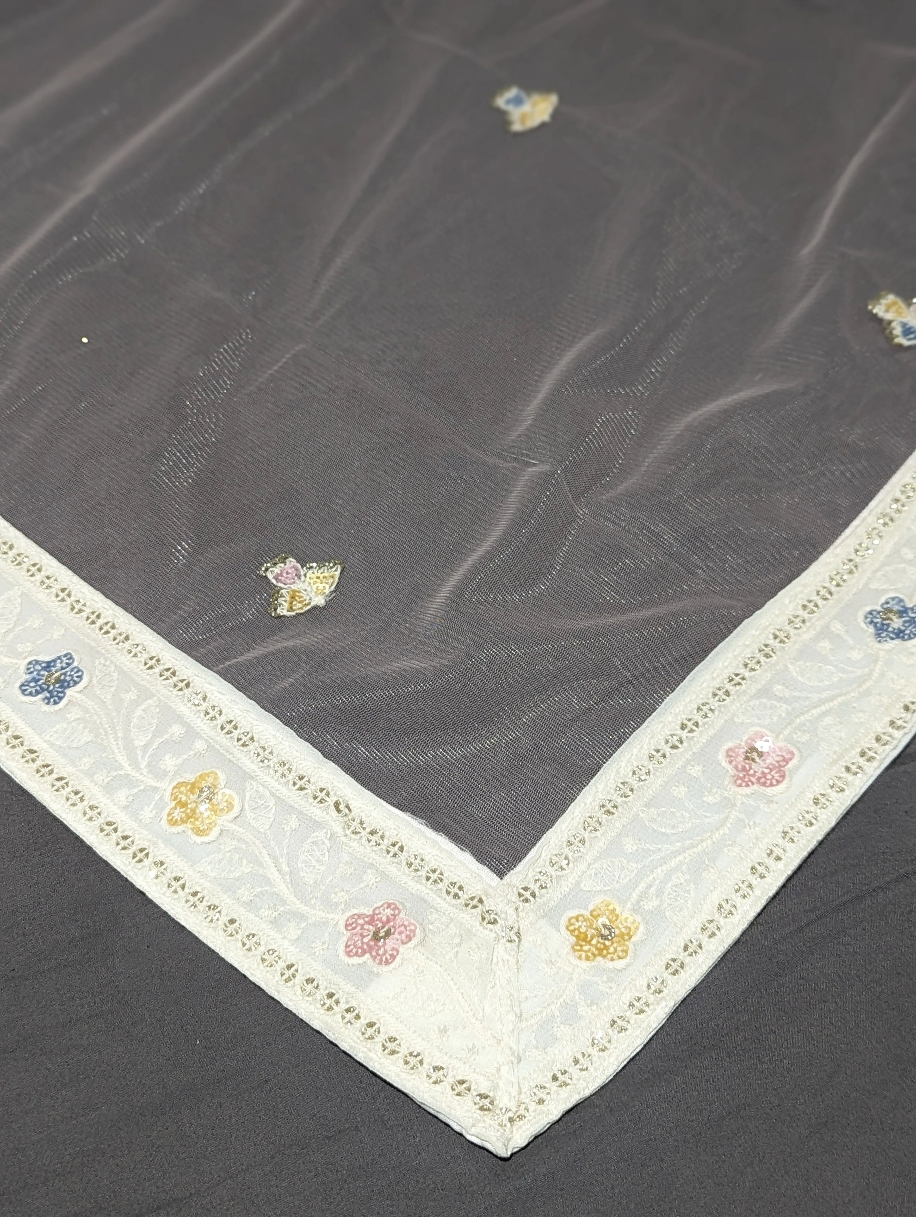 Lucknowi Lace Embroidery Dupatta/Scarf