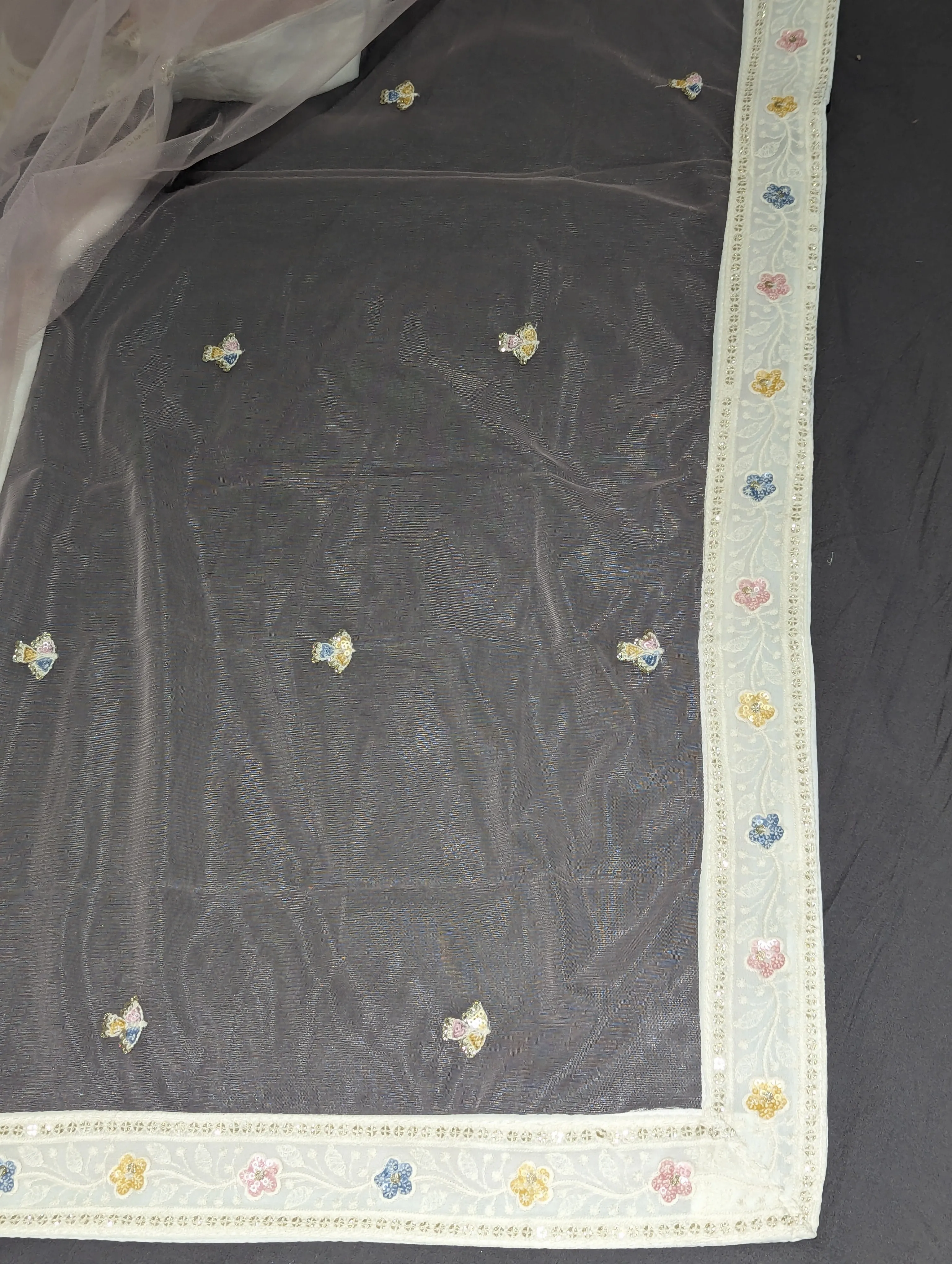 Lucknowi Lace Embroidery Dupatta/Scarf