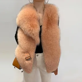 Luxurious Fox Fur Vest – Elegant High Street Fashion for Winter