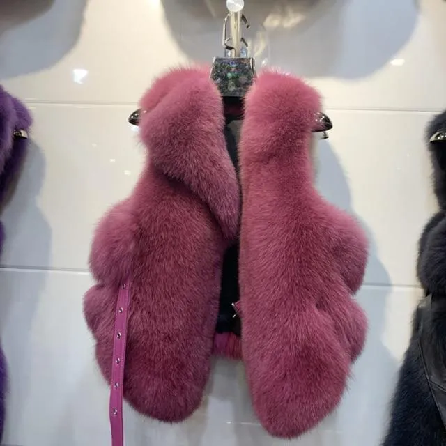 Luxurious Fox Fur Vest – Elegant High Street Fashion for Winter
