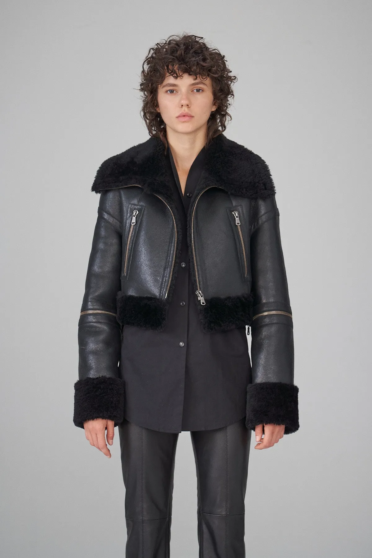 Mari - Black Shearling Jacket