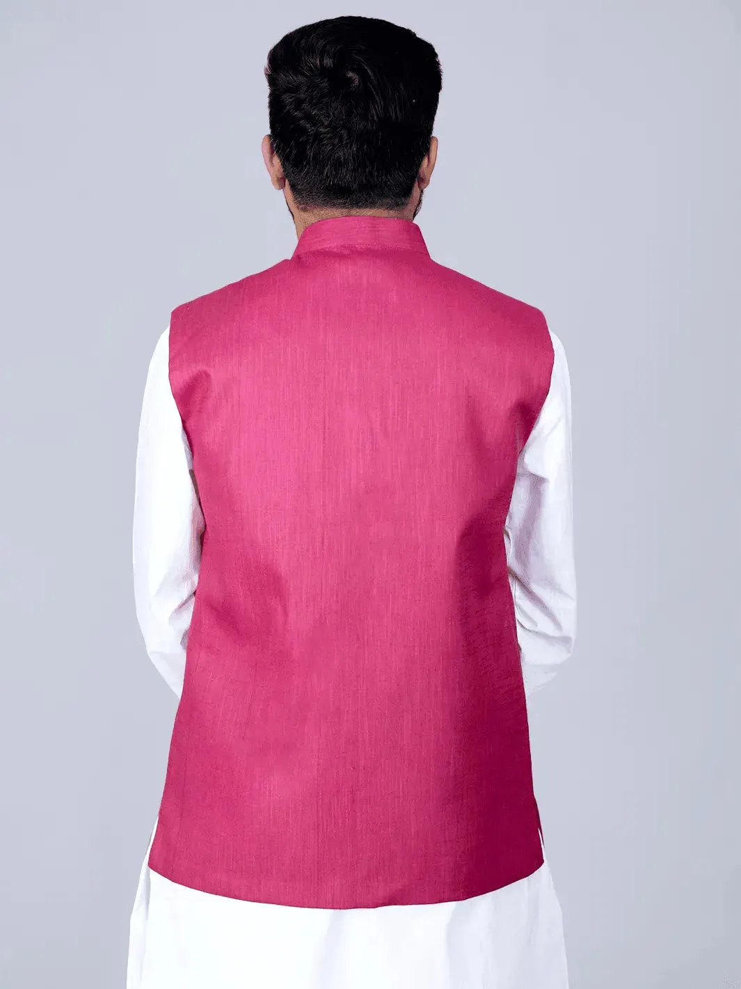 Maroon Handwoven Cotton Modi Jacket