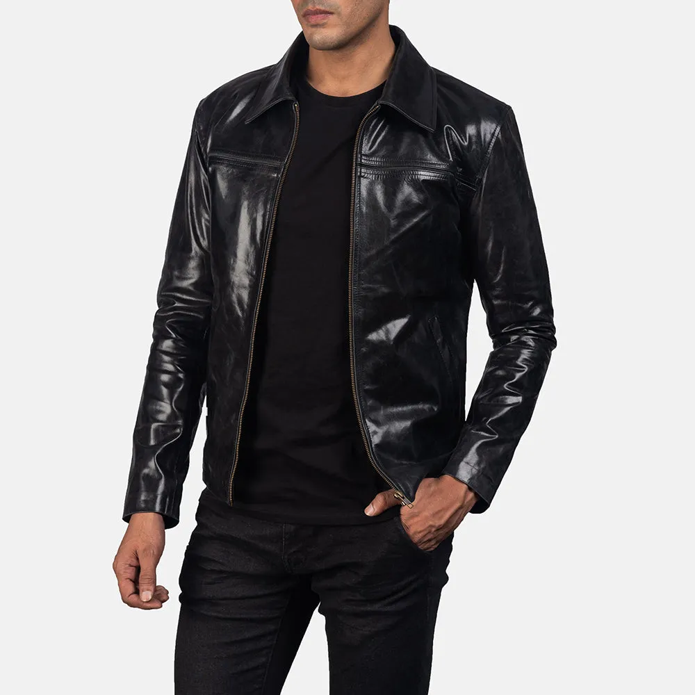 Men Mystical Black Leather Jacket