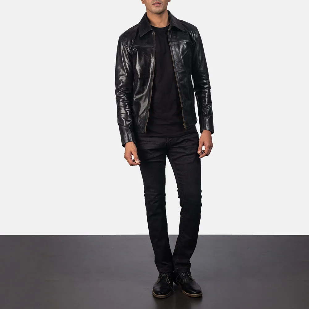 Men Mystical Black Leather Jacket
