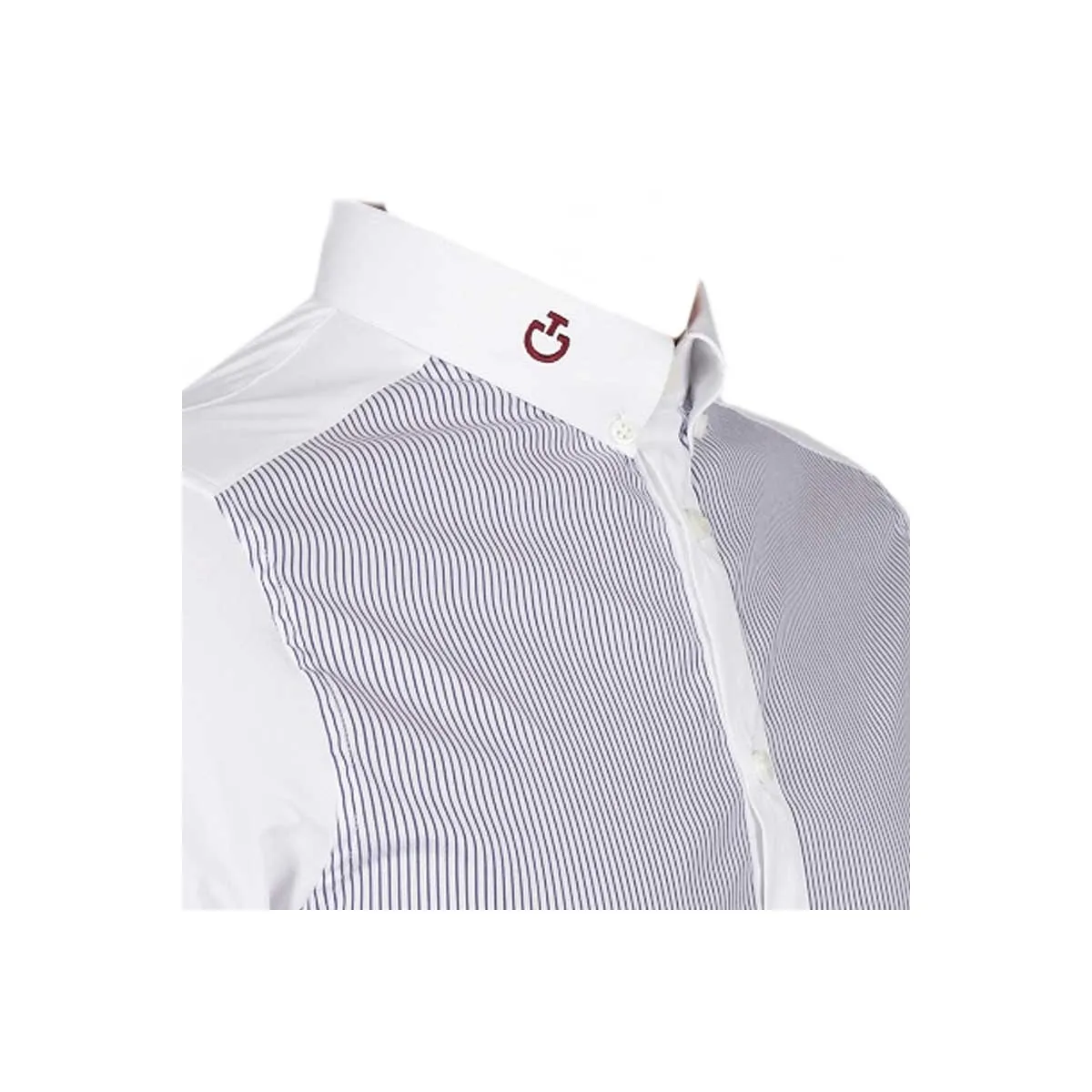 MEN  SHIRT BY CAVALLERIA TOSCANA, SHORT SLEEVES White with blue stripes