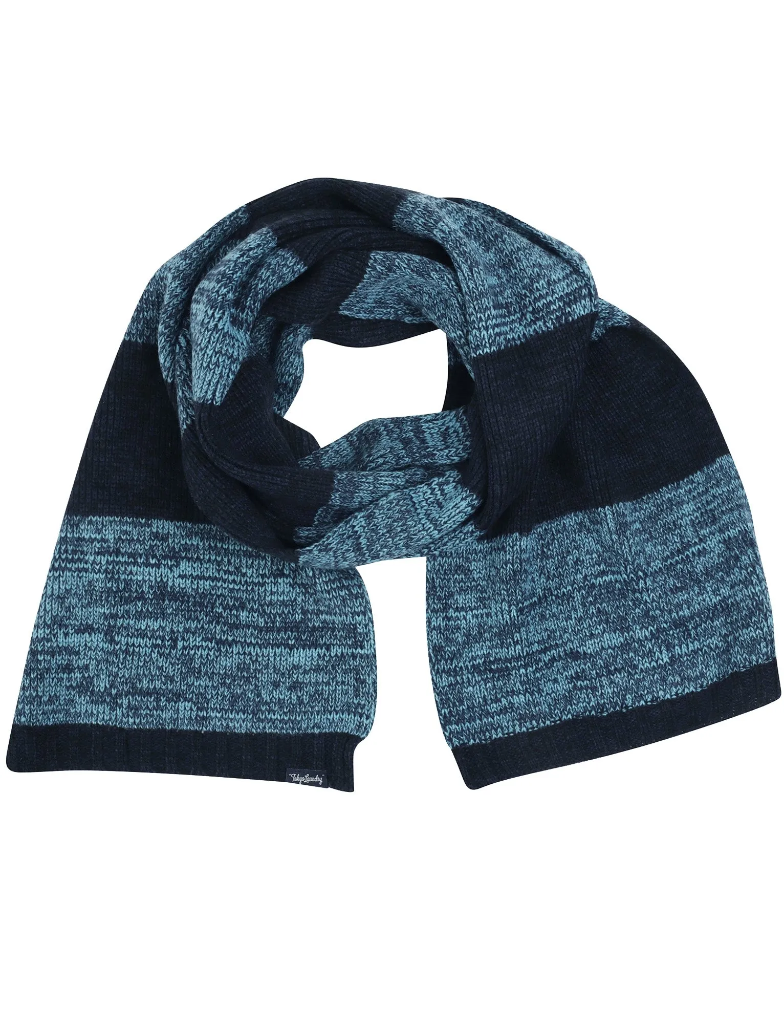 Men's Mormont Colour Block Knitted Scarf in Navy - Tokyo Laundry