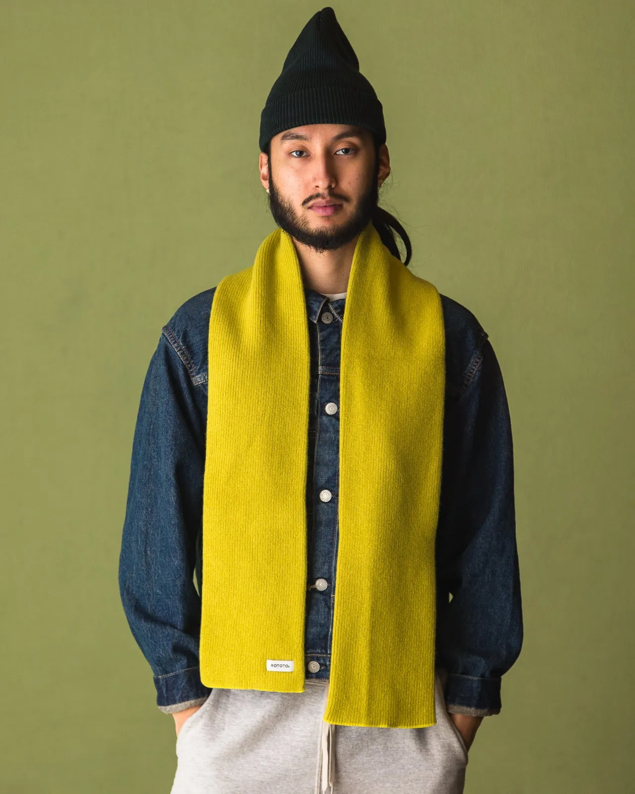 Merino Lambswool Sock Knit Scarf - Lime