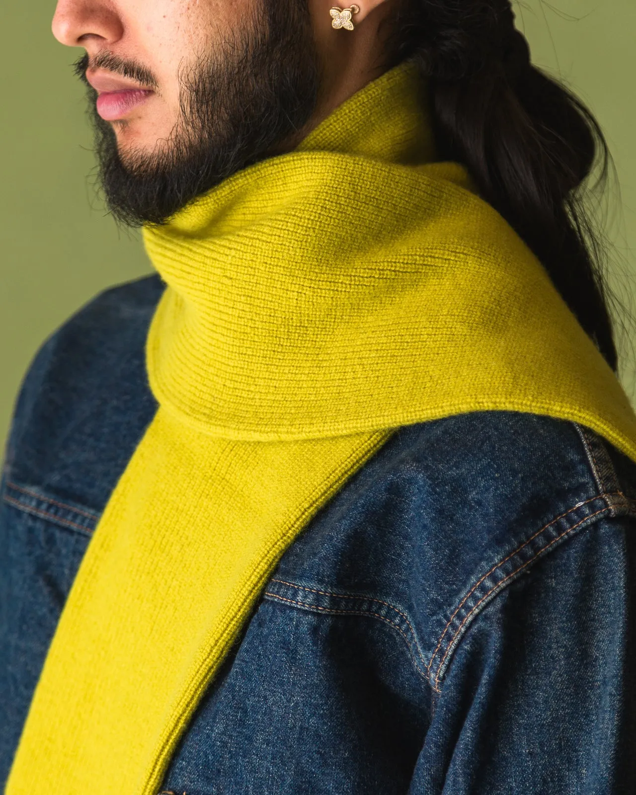 Merino Lambswool Sock Knit Scarf - Lime