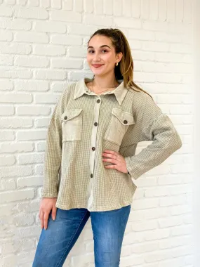 Mineral Wash Thermal Button Down Shacket