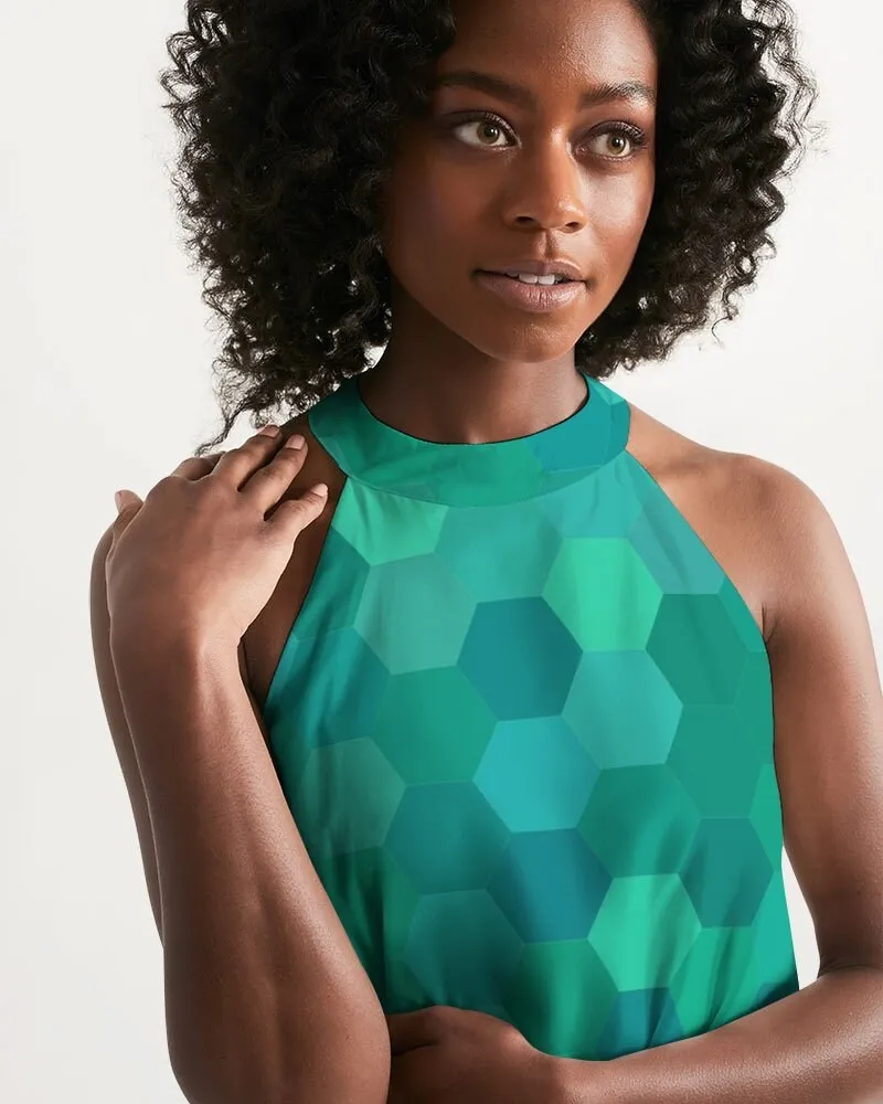Mod Dress, Green Dress, Vintage Dress Style, Geometric Dress, Halter Dress, Retro Dress, Halter Dress, 60s style dresses, Trapeze Dress