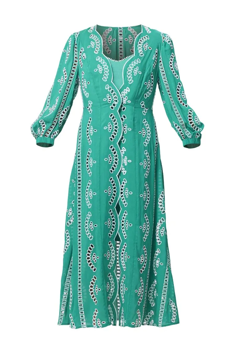Morgan Embroidered Coat Dress