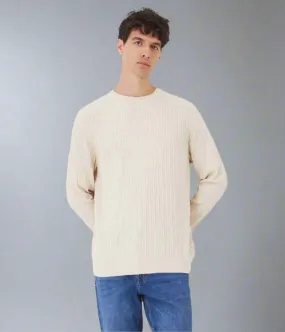 Natural Mens Wool Blend Cable Jumper