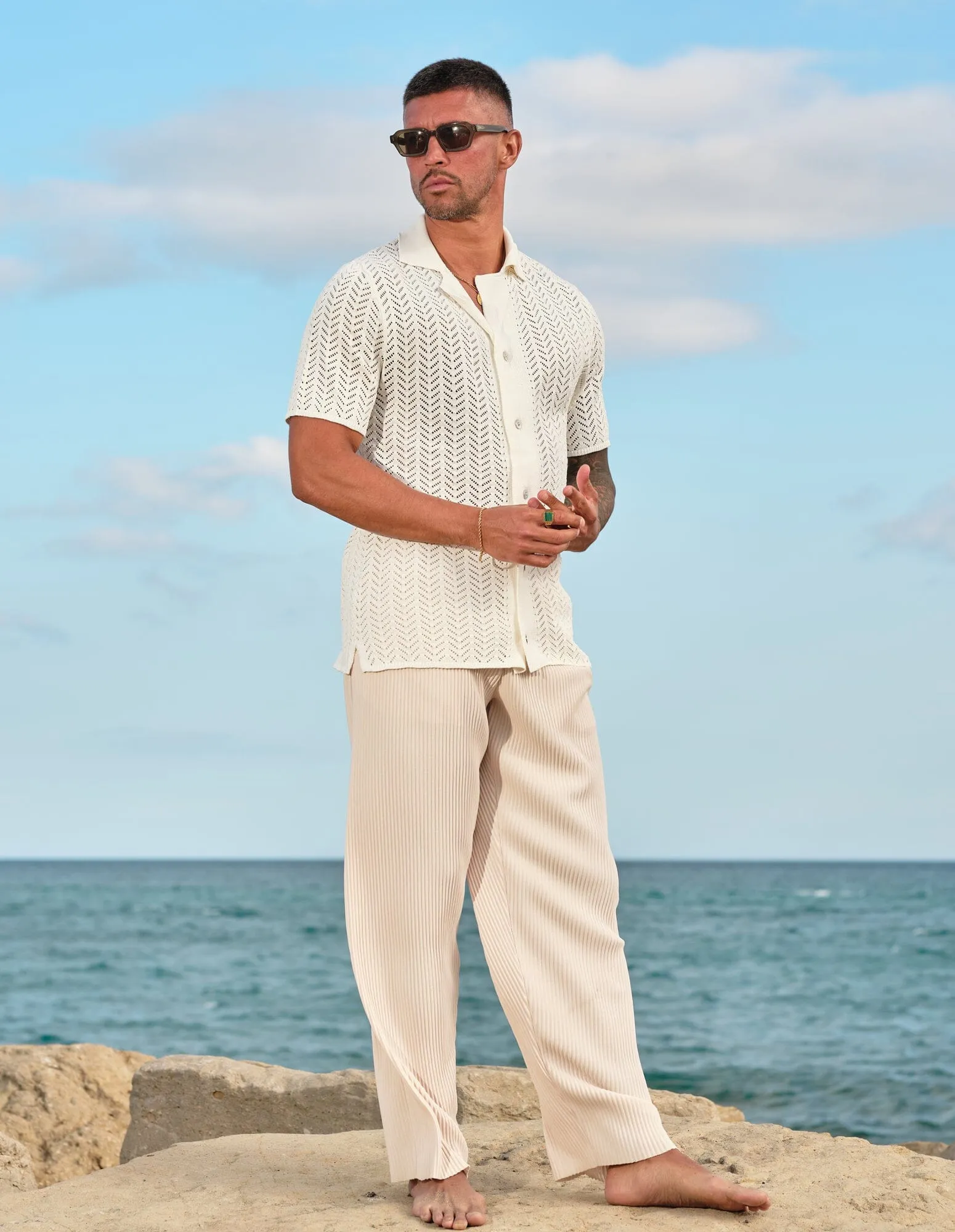 Off White Crochet Shirt