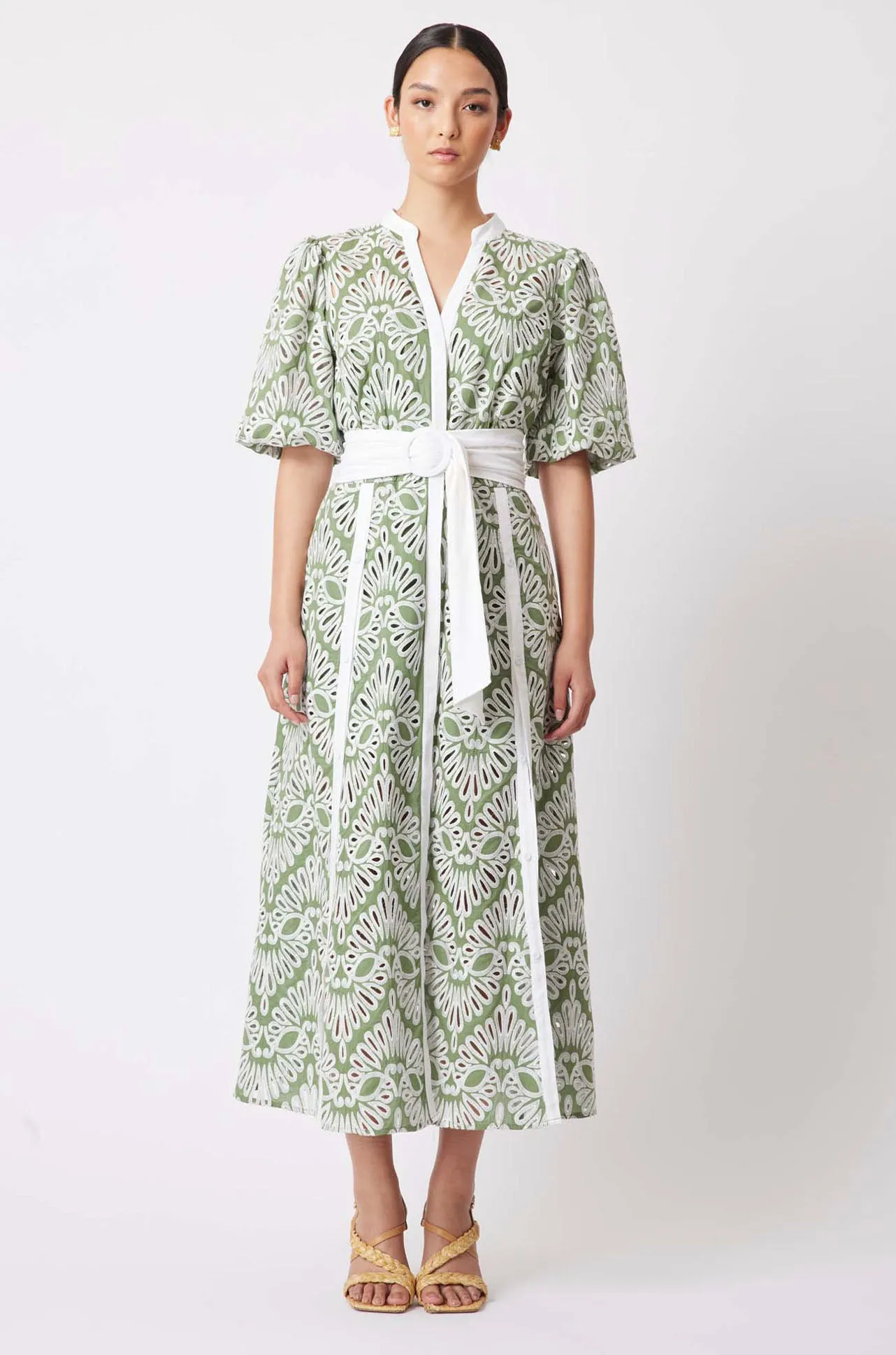 Once Was - Awaken Embroidered Cotton Midi Dress
