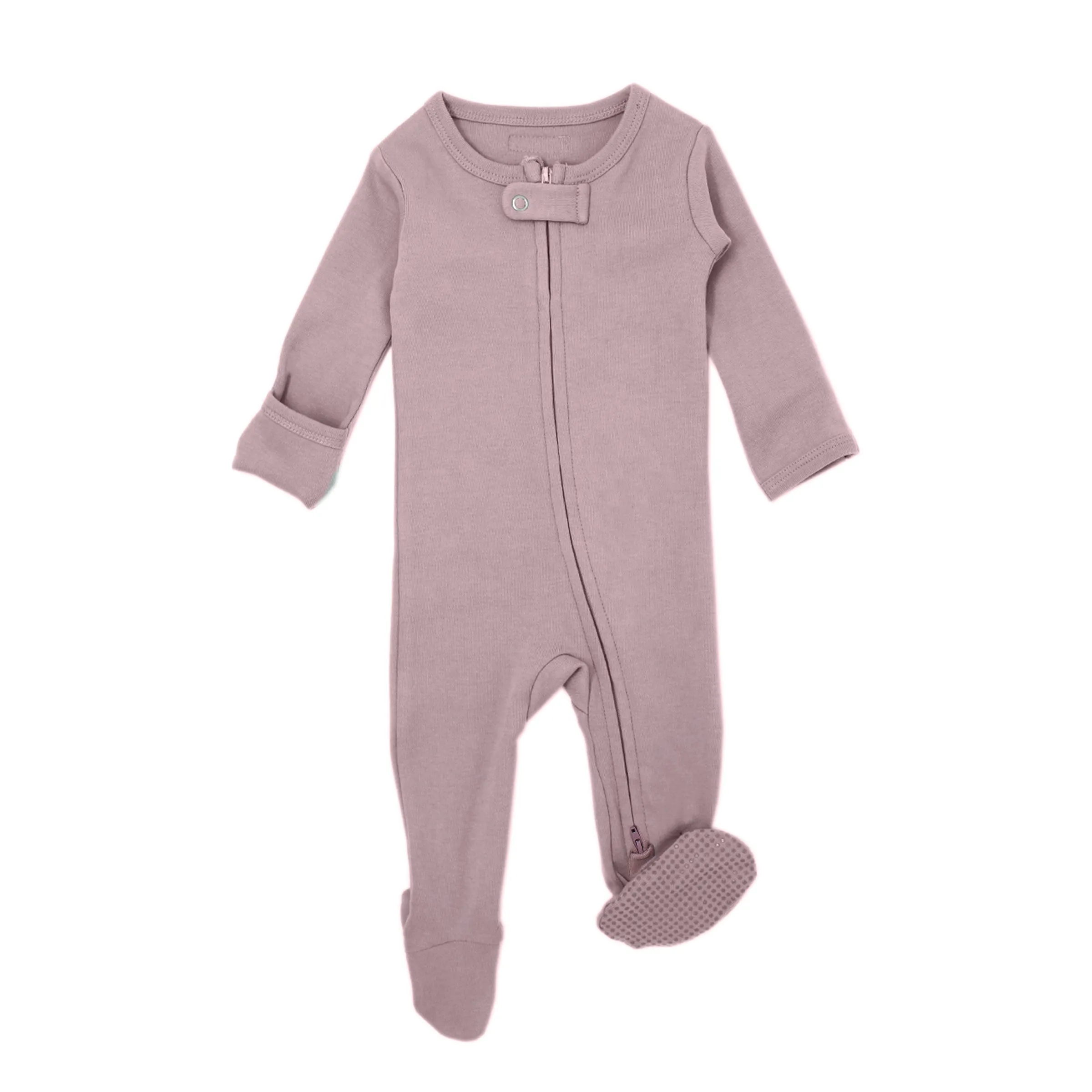 Organic Zipper Footie, Lavender