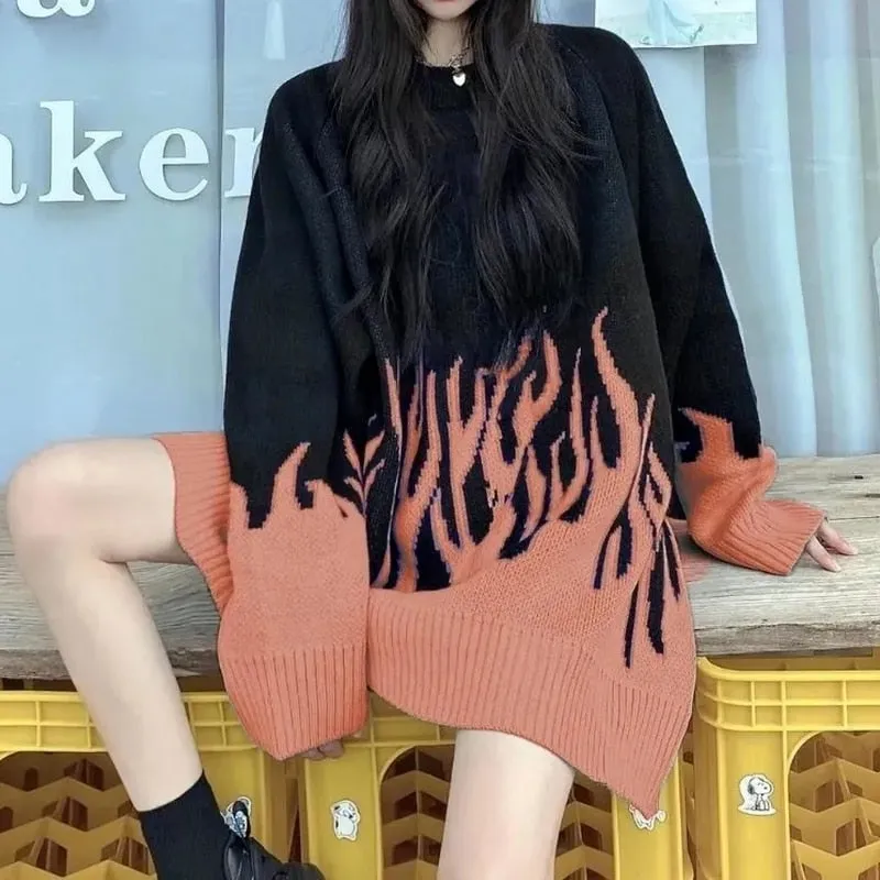 Oversized Fire Knitted Sweater